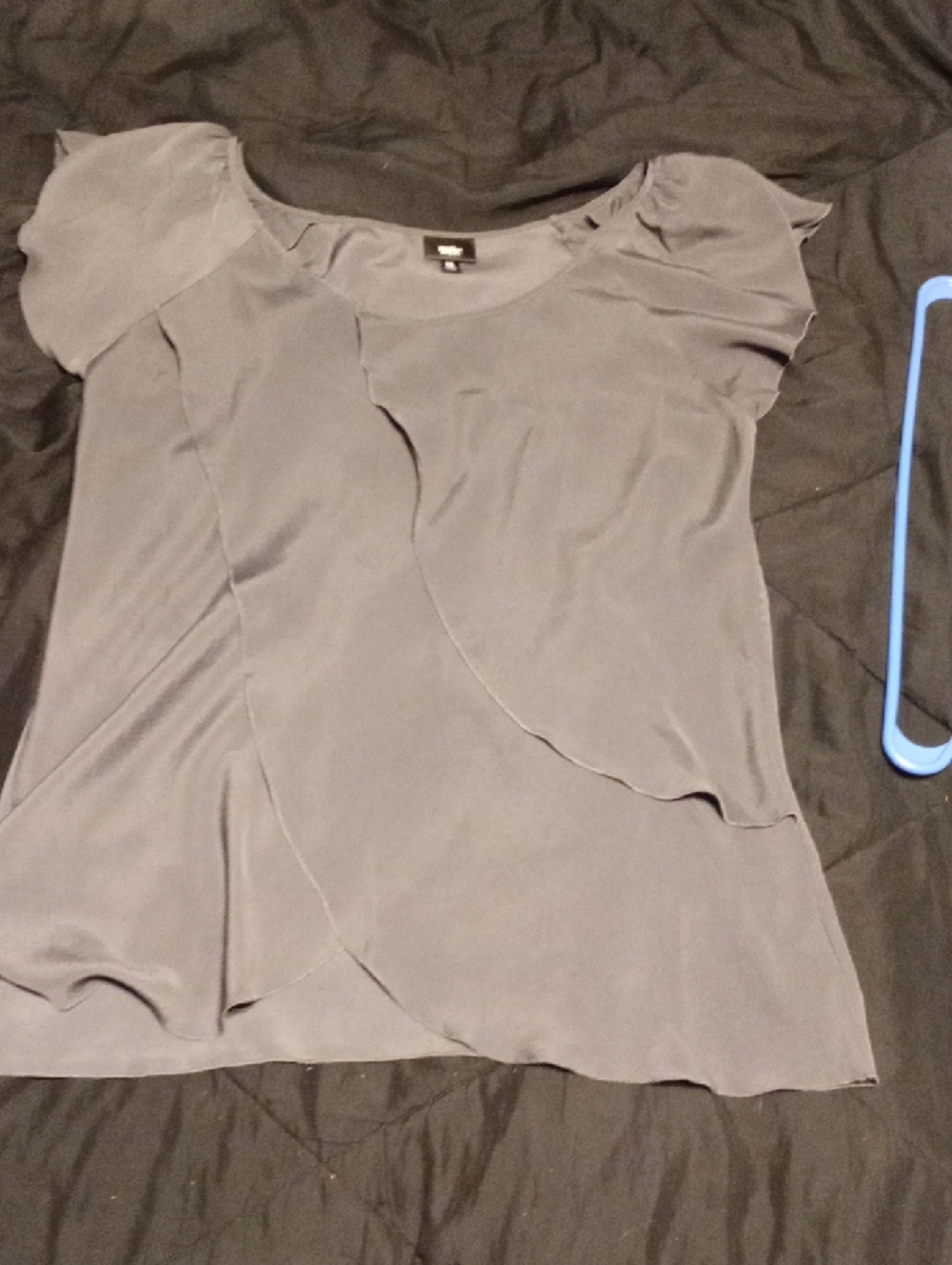 Massimo Slate Gray Layered Flutter Sleeve Blouse